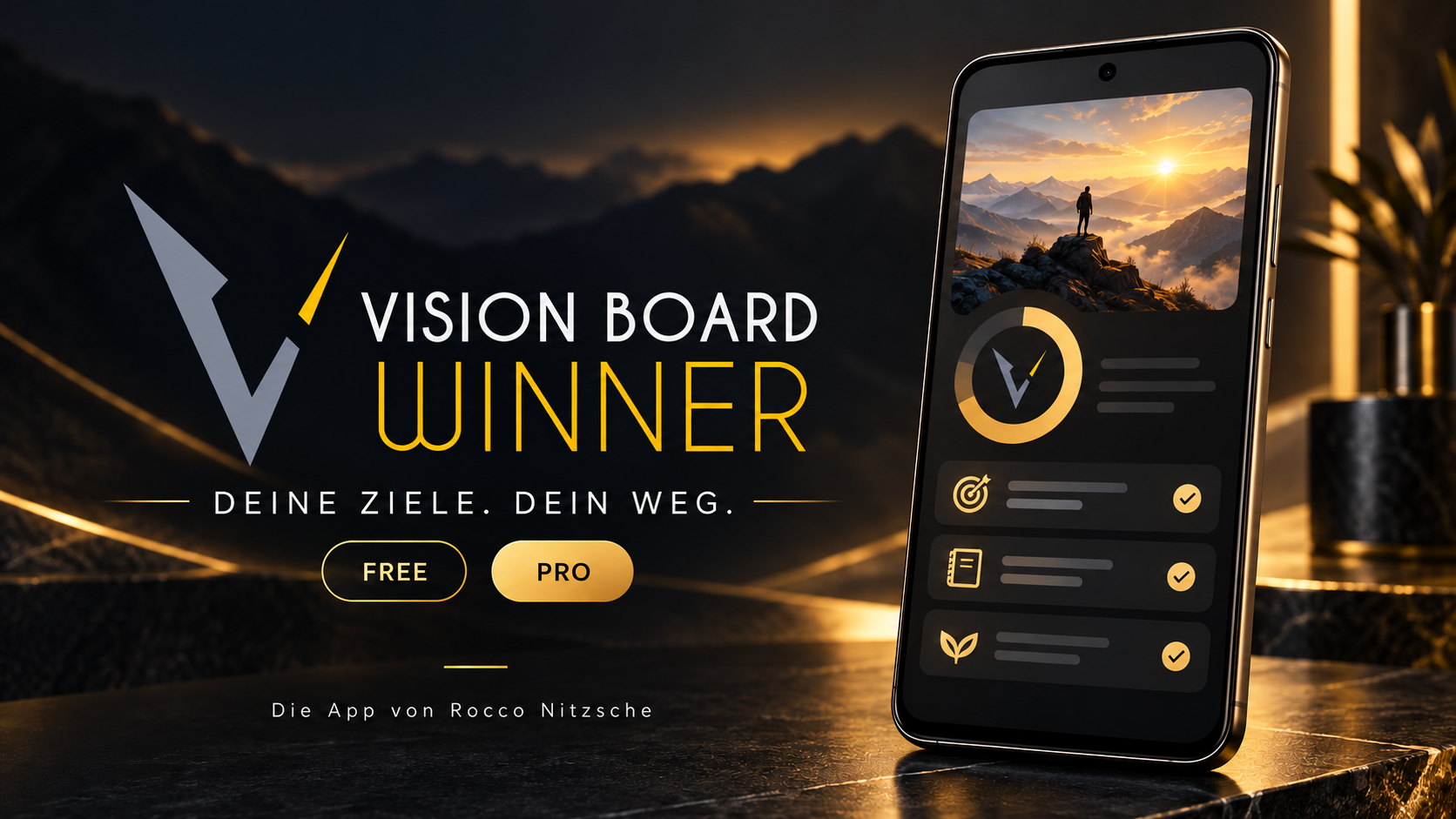 Symbolische Darstellung der Vision Board Winner App